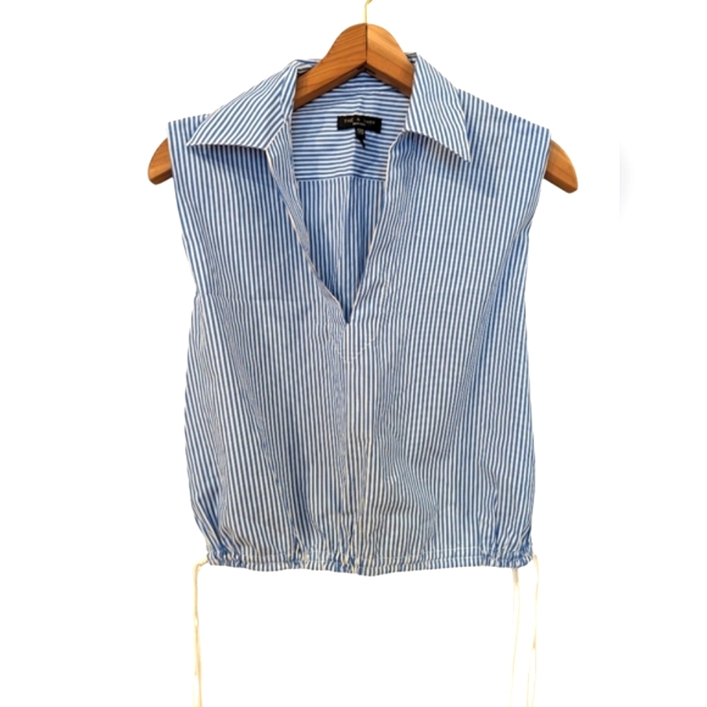 RAG & BONE Fiona Sleeveless Top Blue & White Stripe Size XXS